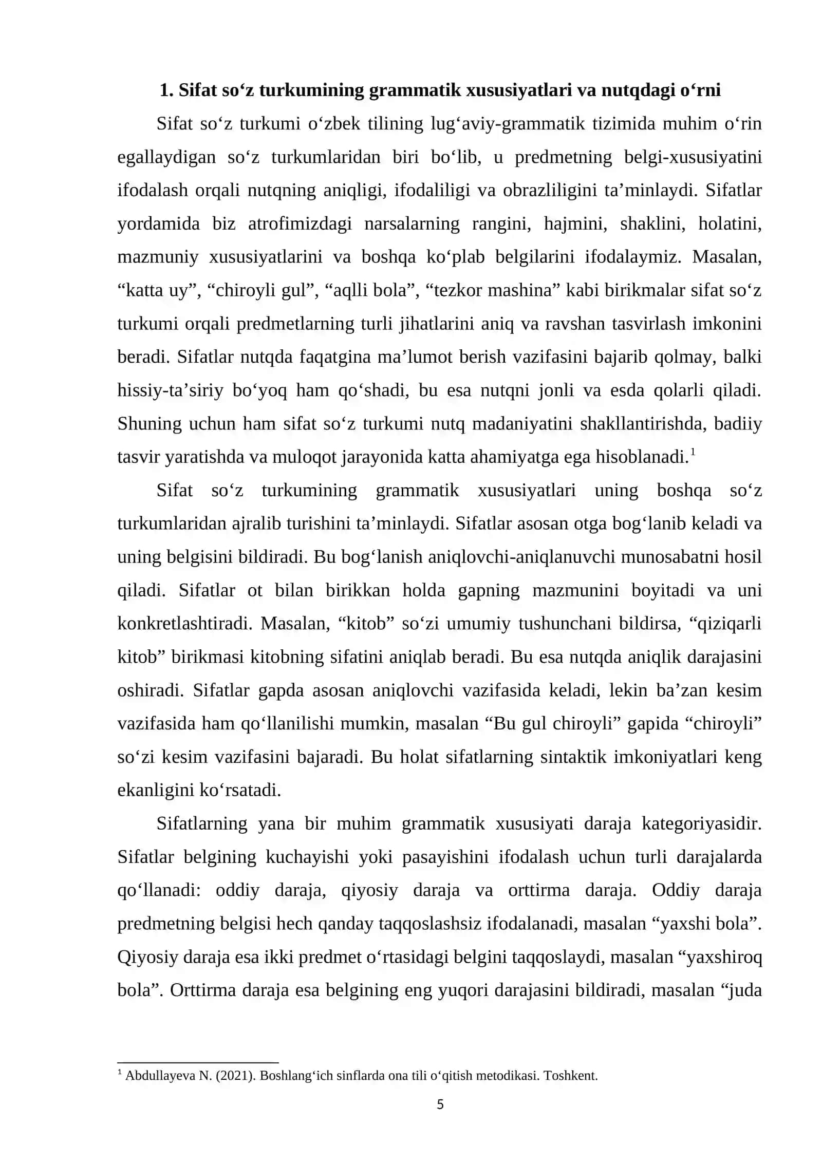 Sifat so‘z turkumini o‘rganish jarayonida o‘quvchilar nutqini o‘stirish 4