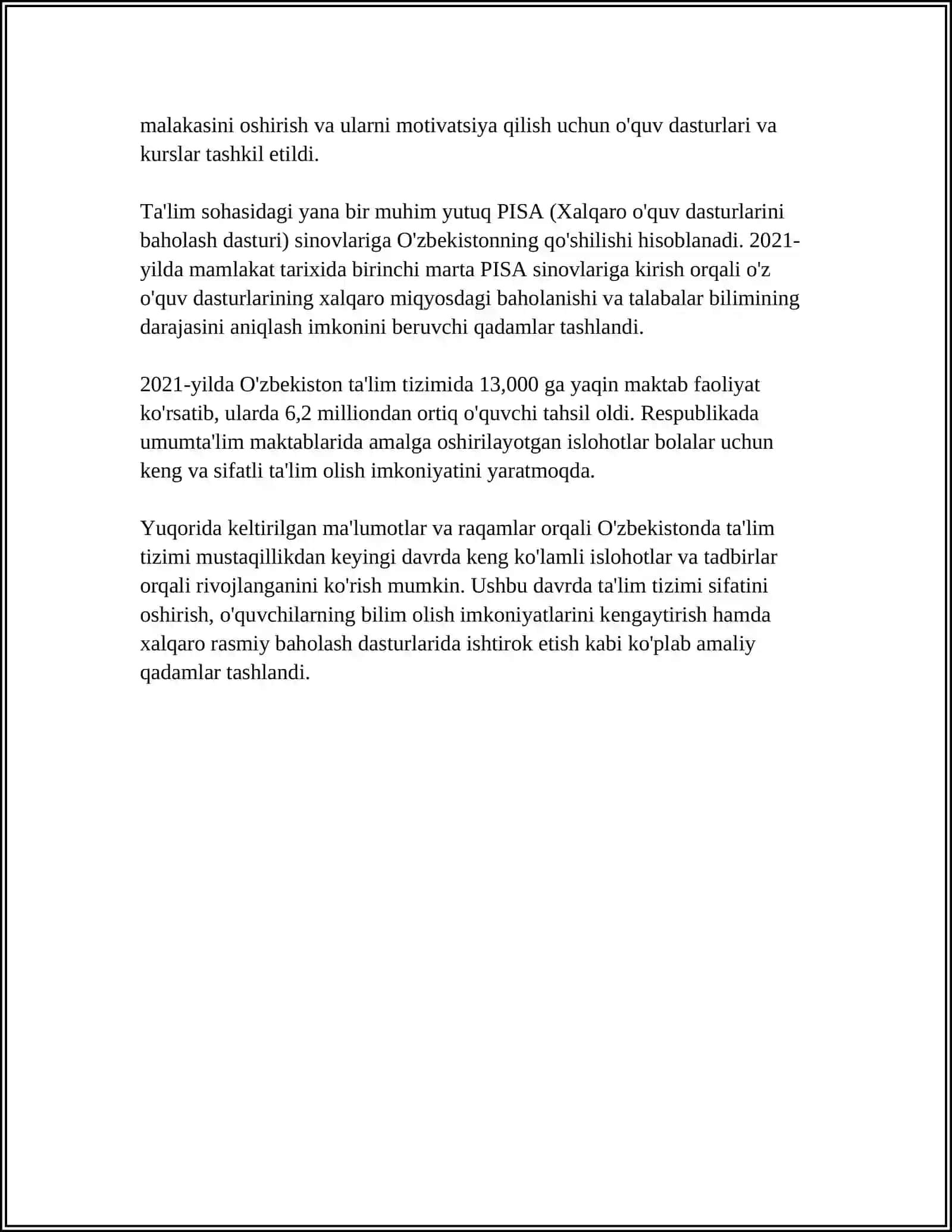 MUSTAQILLIK YILLARIDA OʻZBEKISTONDA TAʼLIM SOHASIDAGI ISLOHOTLAR 4