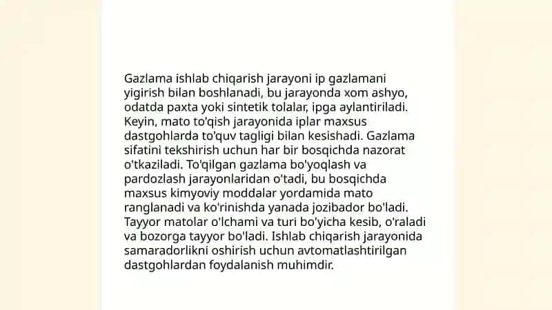 Gazlama va tolali materiallar bilan ishlash 4