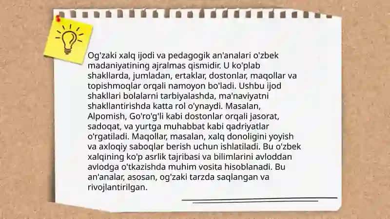Xalq pedagogikasida manbalarning tarixiy ifodasi Jasmina 4