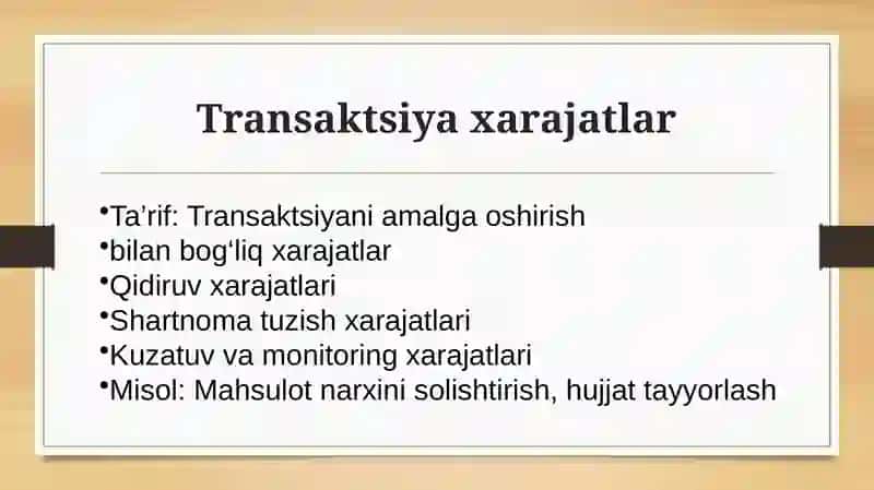 Transaktsiyalar va Xarajatlarining Tavsiflanishi 4