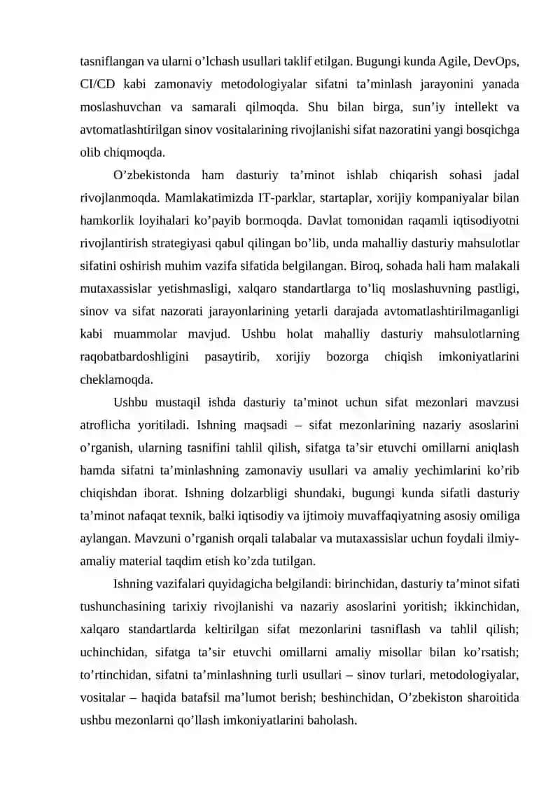 Dasturiy taʼminot uchun sifat mezonlari 4