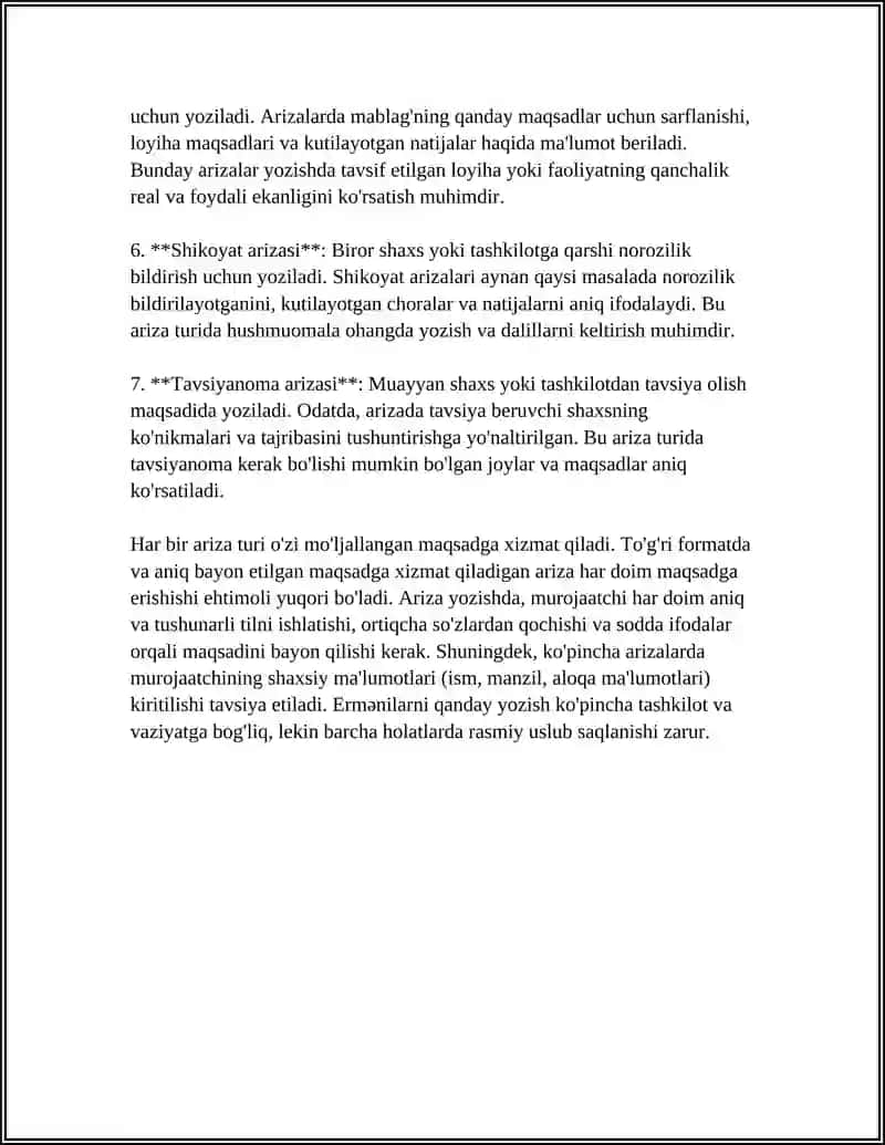 ARIZA VA TARJIMAYI HOL YOZISH TARTIBI 4