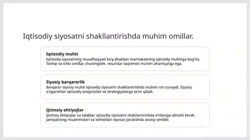 Iqtisodiy siyosatni ishlab chiqishda vositalar va cheklovlar 4