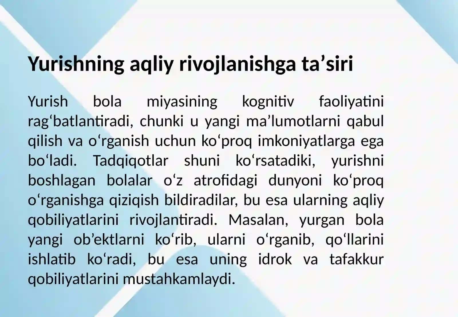 Yurishning bola rivojlanishiga ta’siri 4