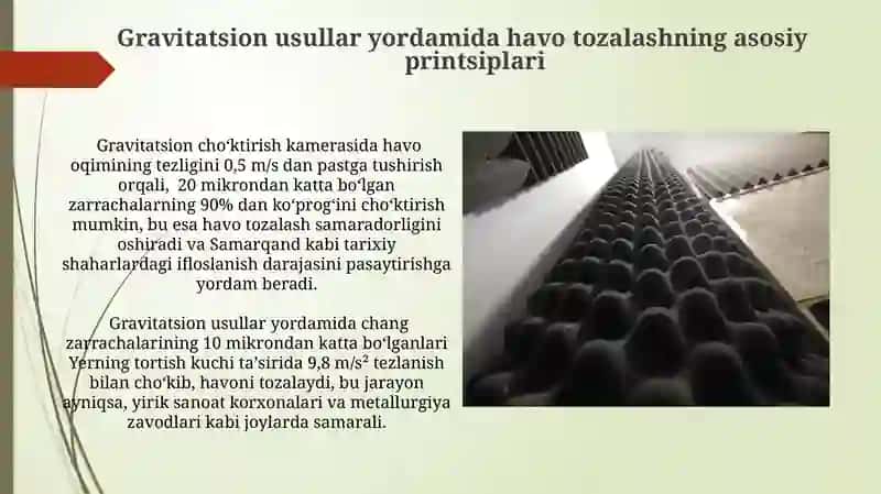 Gravitatsion usul bilan havoni changdan tozalash 4