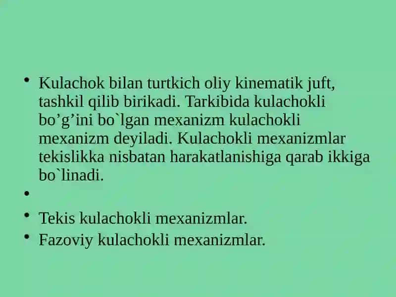 Kulachokli mexanizmlar 4