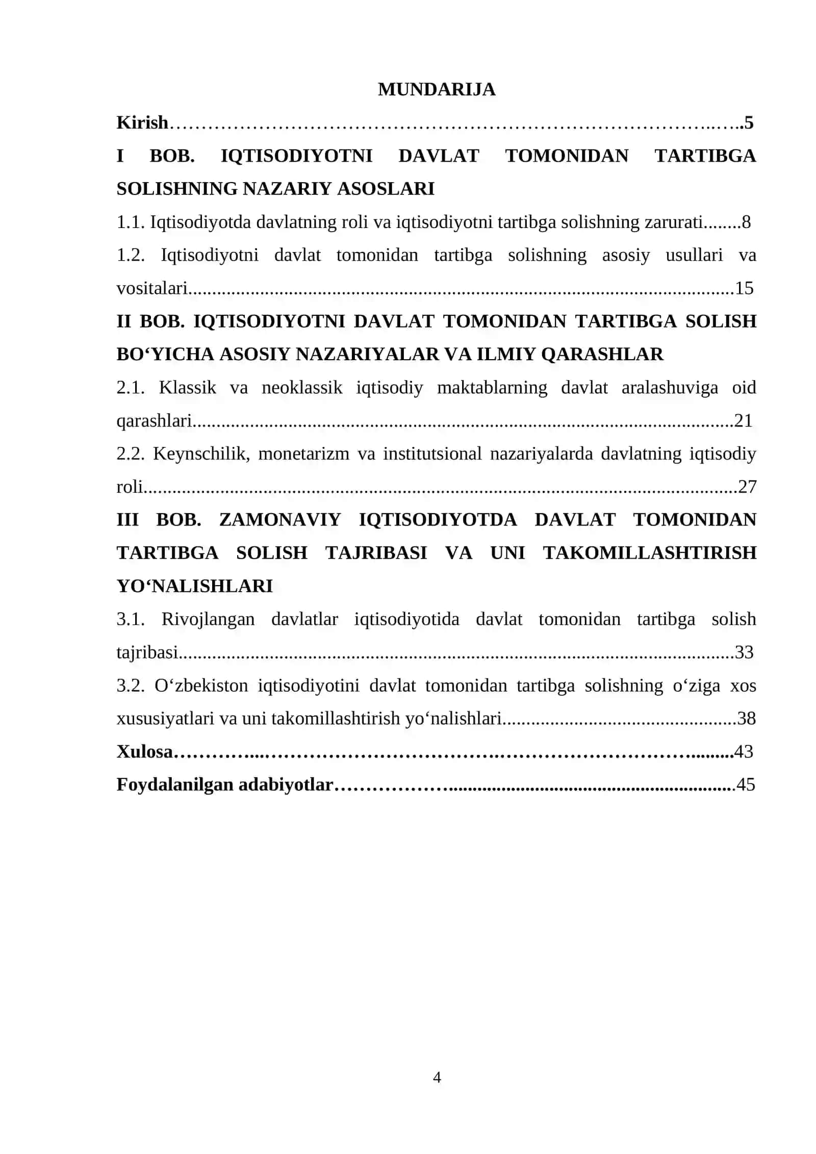 Iqtisodiyotda davlat tomonidan tartibga solish to’g’risidagi turli xil nazariya va qarashlar tahlili 4