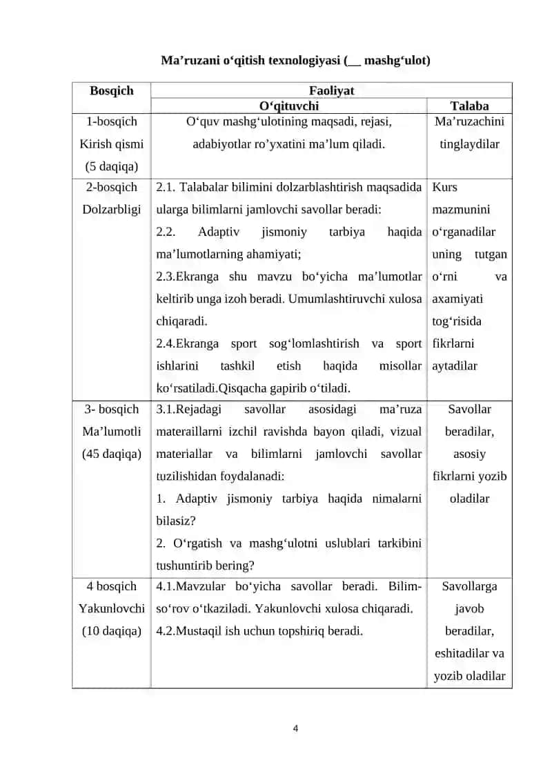Ixtisoslikka kirish (adaptiv sport turlari bo’yicha) 4