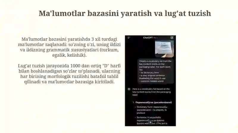 "Oʻzbek tilida“D” harfi bilan boshlanuvchi oʻzak soʻzlarni aniqlovchi dastur" 4