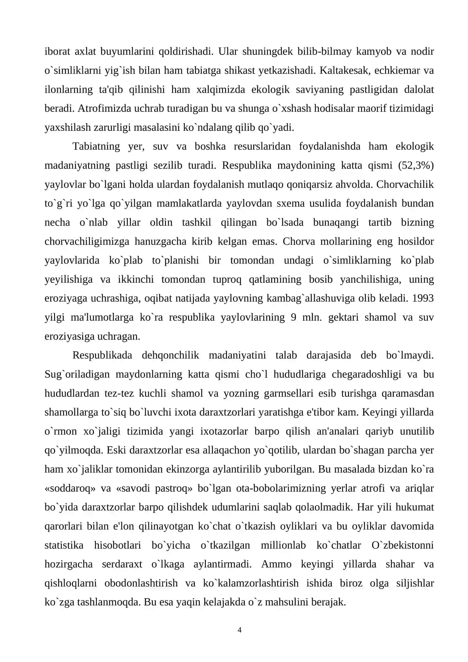 O`zbekistonda tabiatni muhofaza qilish va tabiat resurslardan foydalanish 4