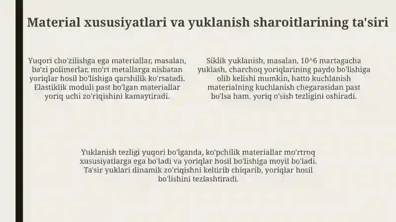 Bino elementlarida darz hosil bo'lishi xususiyatlarini aniqlash 4