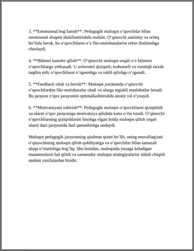 MULOQOT HAQIDA TUSHUNCHA VA PEDAGOGIK FAOLIYATDA MULOQOT 4