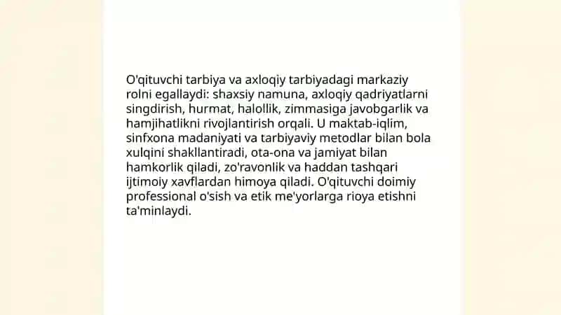 O'qituvchining jamiyatda tutgan o'rni 4
