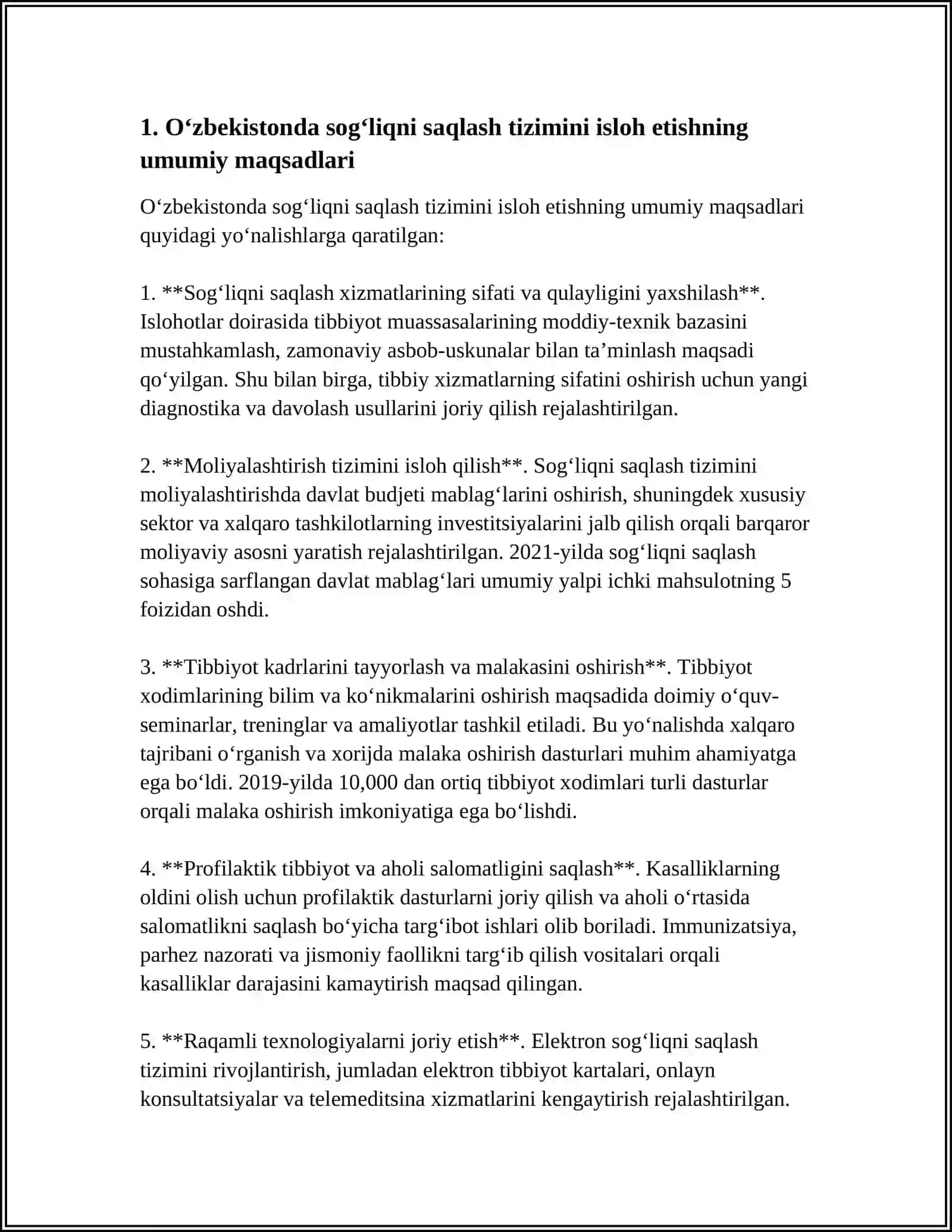 O‘ZBEKISTONDA SOG‘LIQNI SAQLASH TIZIMINI ISLOH ETISHNI STRATEGIK DASTURI VA HUQUQIY-INSTITUTSIONAL ASOSLARI 4