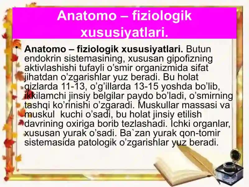 O`smirlik davri inqirozi va uning psixofiziologik vazifalari.Taqdimot 4