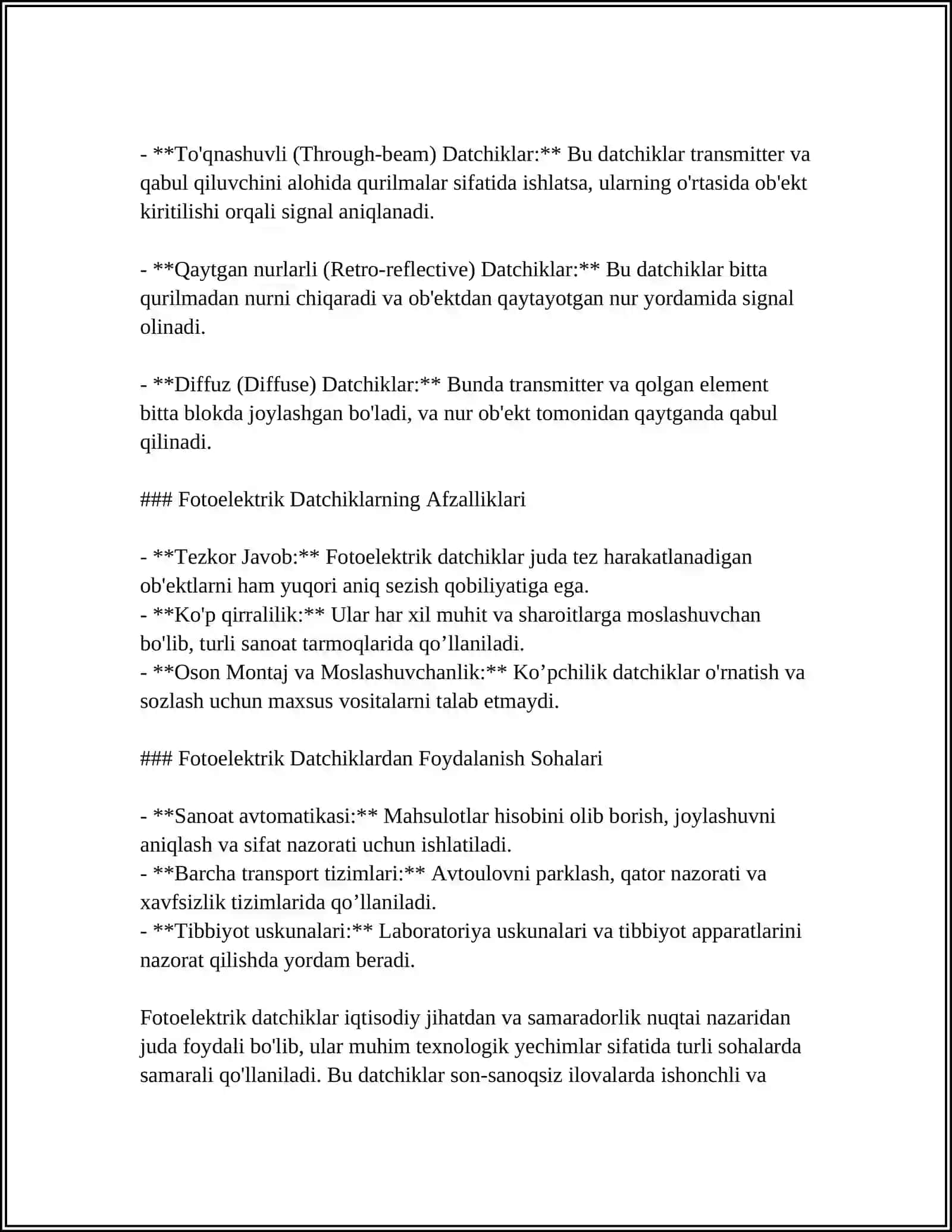 FOTOELEKTRIK DATCHIKLARNING QO'LLANILISHI 4