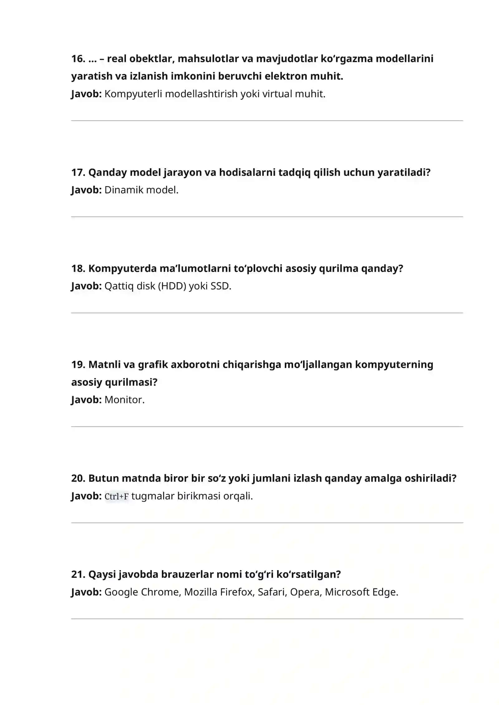 Agros test 2026 Axborot-kommunikatsiyadan tushadigan savollar javoblari bilan 4