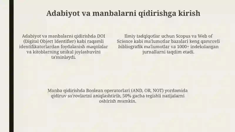Adabiyot va manbalarni izlash 4