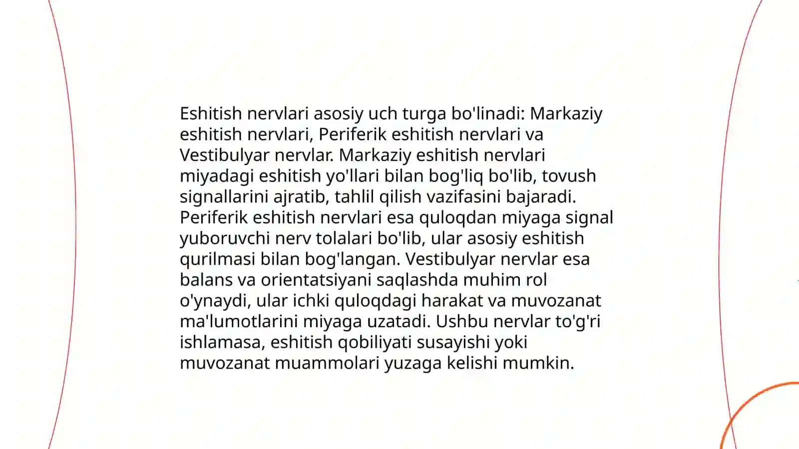 Eshitish organi innervatsiyasining hususiyatlari 4