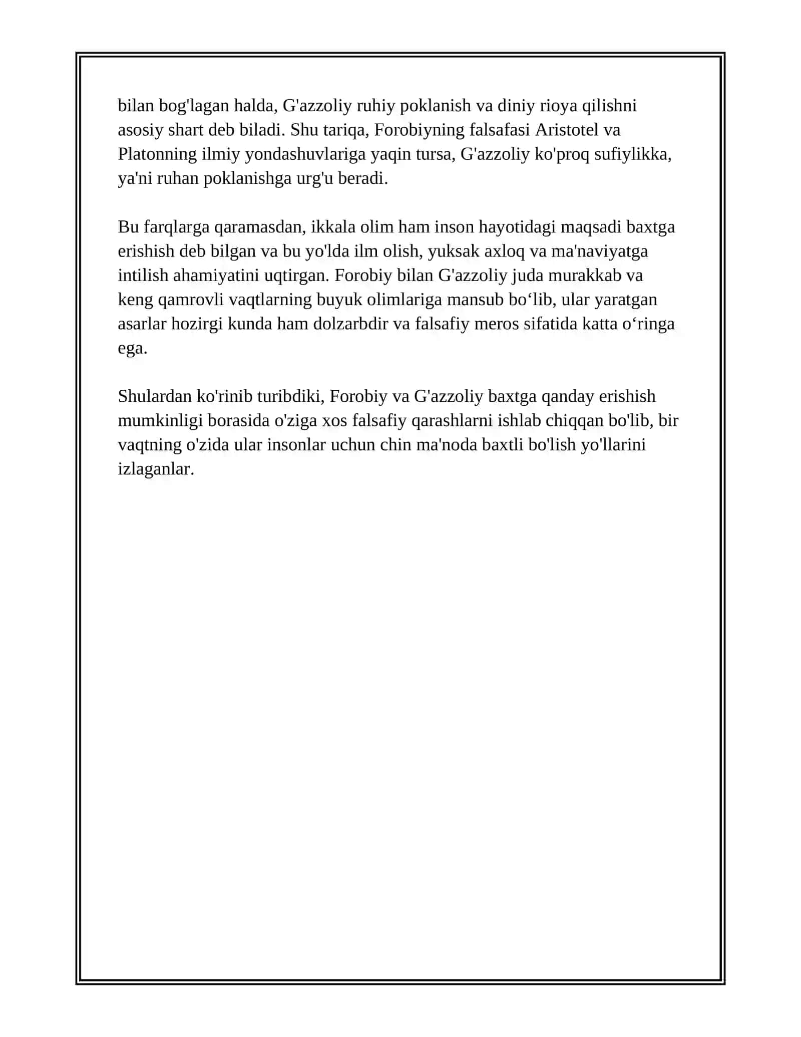 Abu Nasr Forobiy va Abu Hamid G'azzoliyning Falsafa Ilmiga oid qarashlarini Qiyosiy Tahlil etish 4