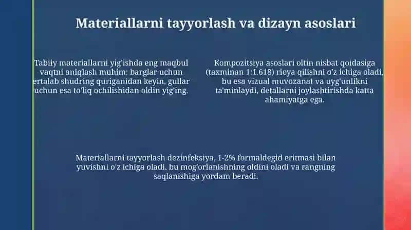 Applikatsiya turlari va tabiiy materiallar 4