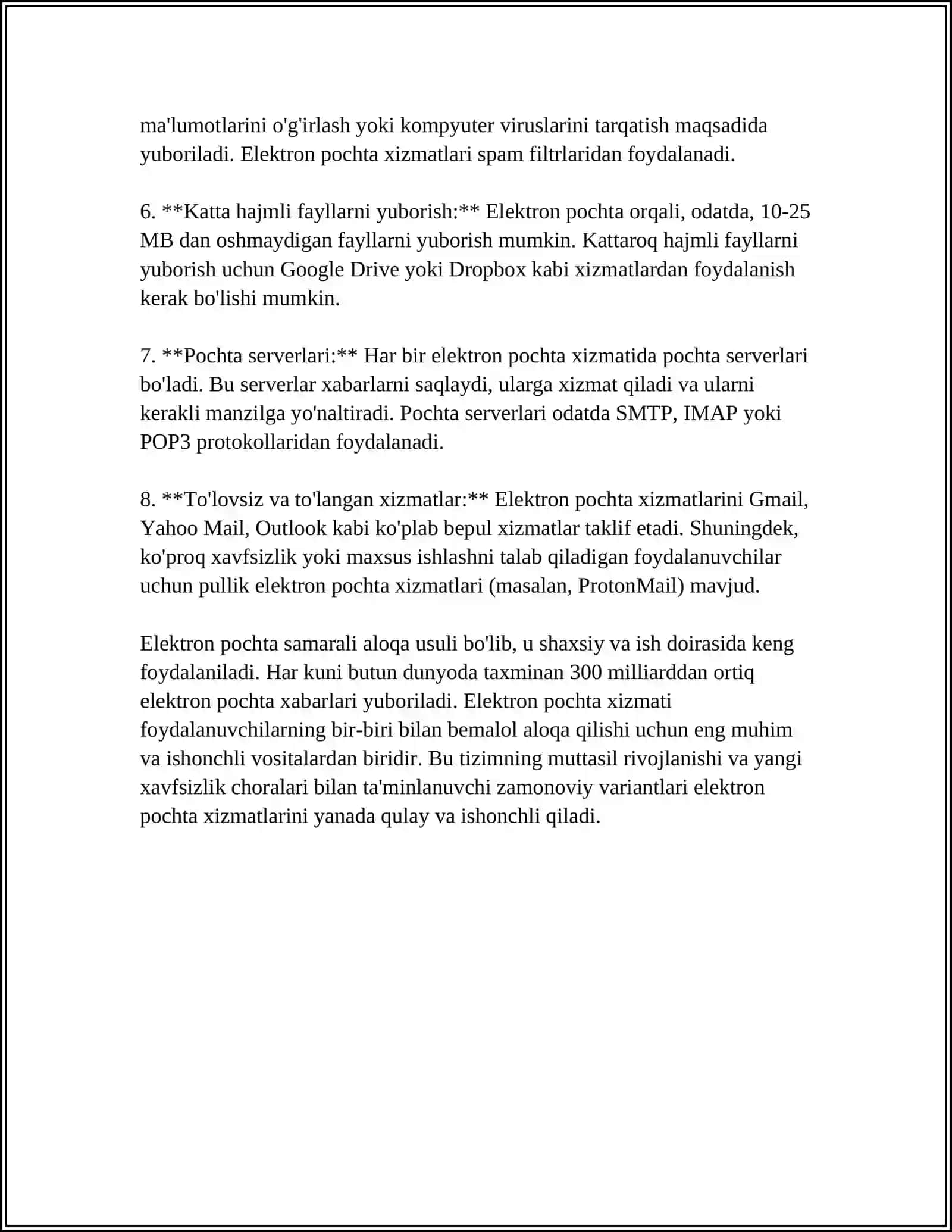 ELEKTRON POCHTALAR BILAN ISHLASH.KERAKLI MA'LUMOTLARNI YUBORISH VA QABUL QILISH 4