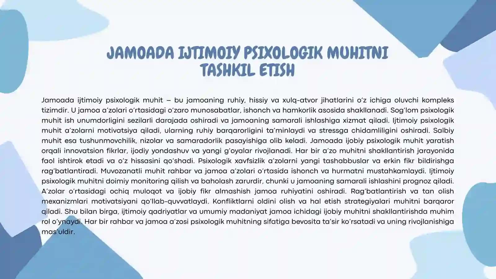 Jamoada Ijtimoiy Psixologik muhitni Tashkil Etish 4