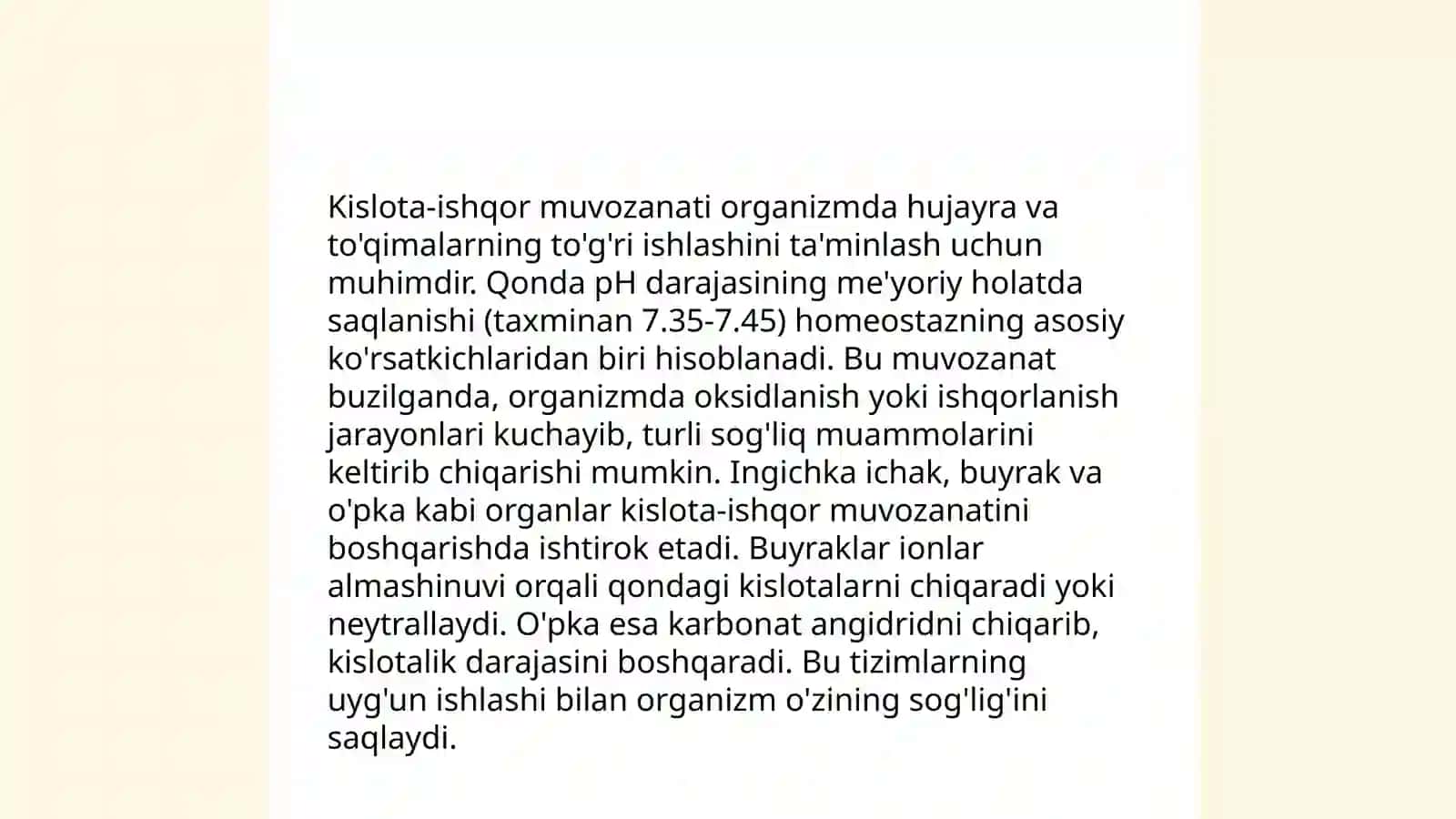 Organizmda kislota-ishqor muvozanati va uning buzilishi 4