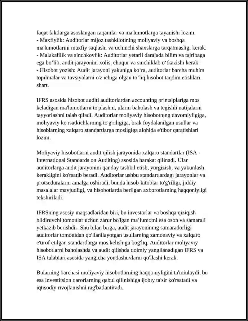 Moliyaviy hisobotning xalqaro standartlari asosida hisobot auditini tashkil etish 4
