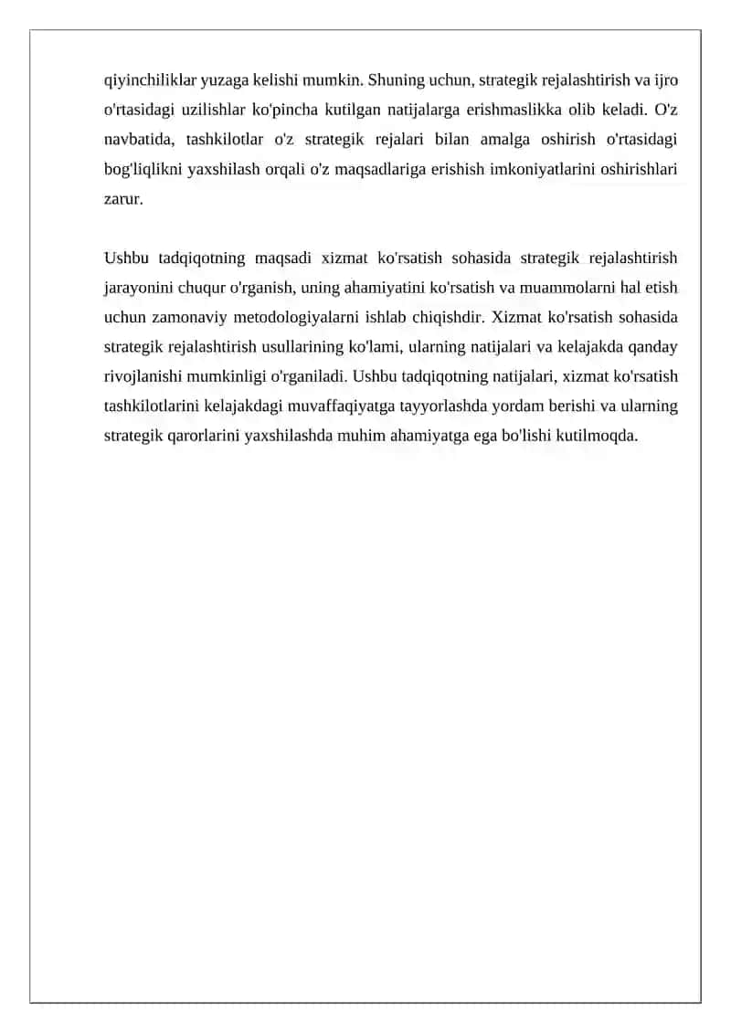 Xizmat Ko'rsatish Sohasida Strategik Rejalashtirish 4