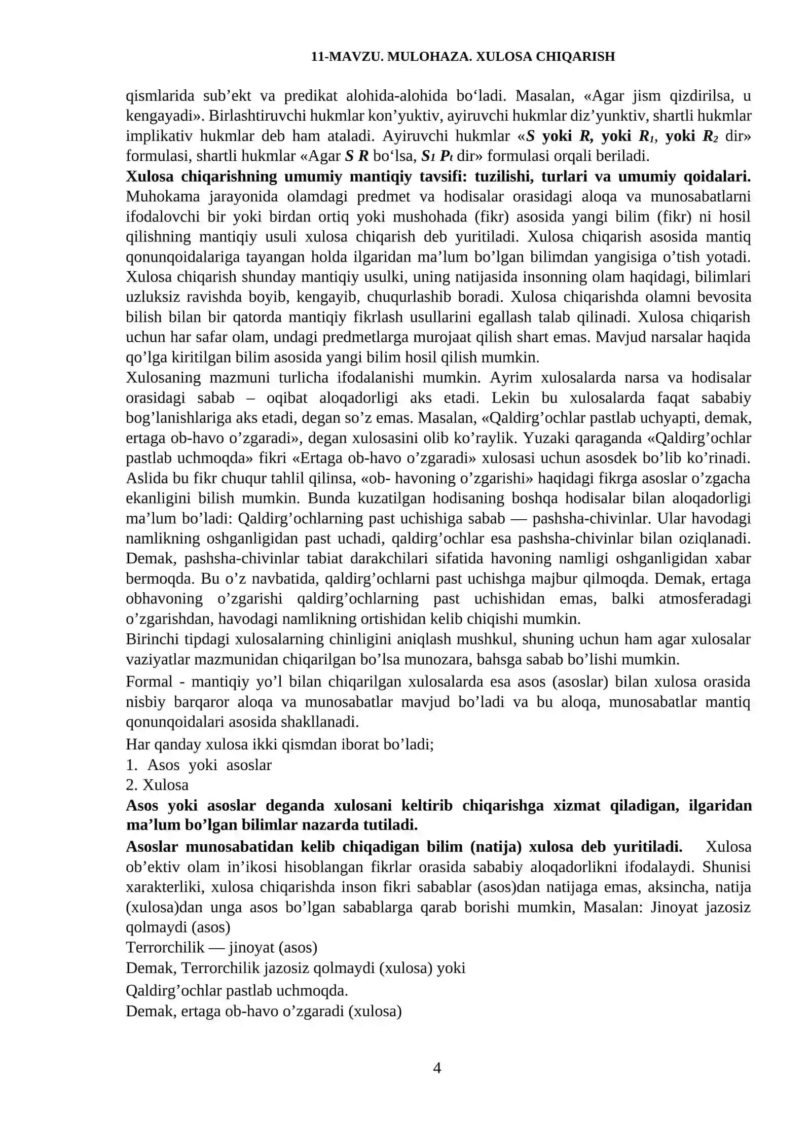 Mulohaza tafakkur shakli va xulosa chiqarish 4