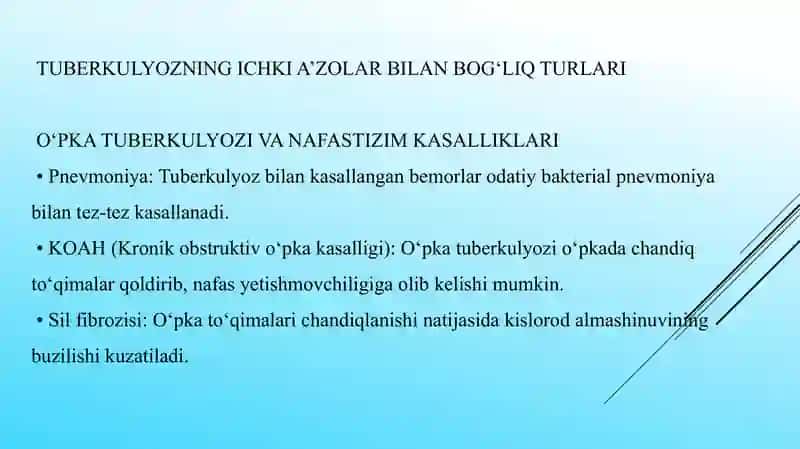 Tuberkulyozning boshqa kasalliklar bilan birga kechishi 4