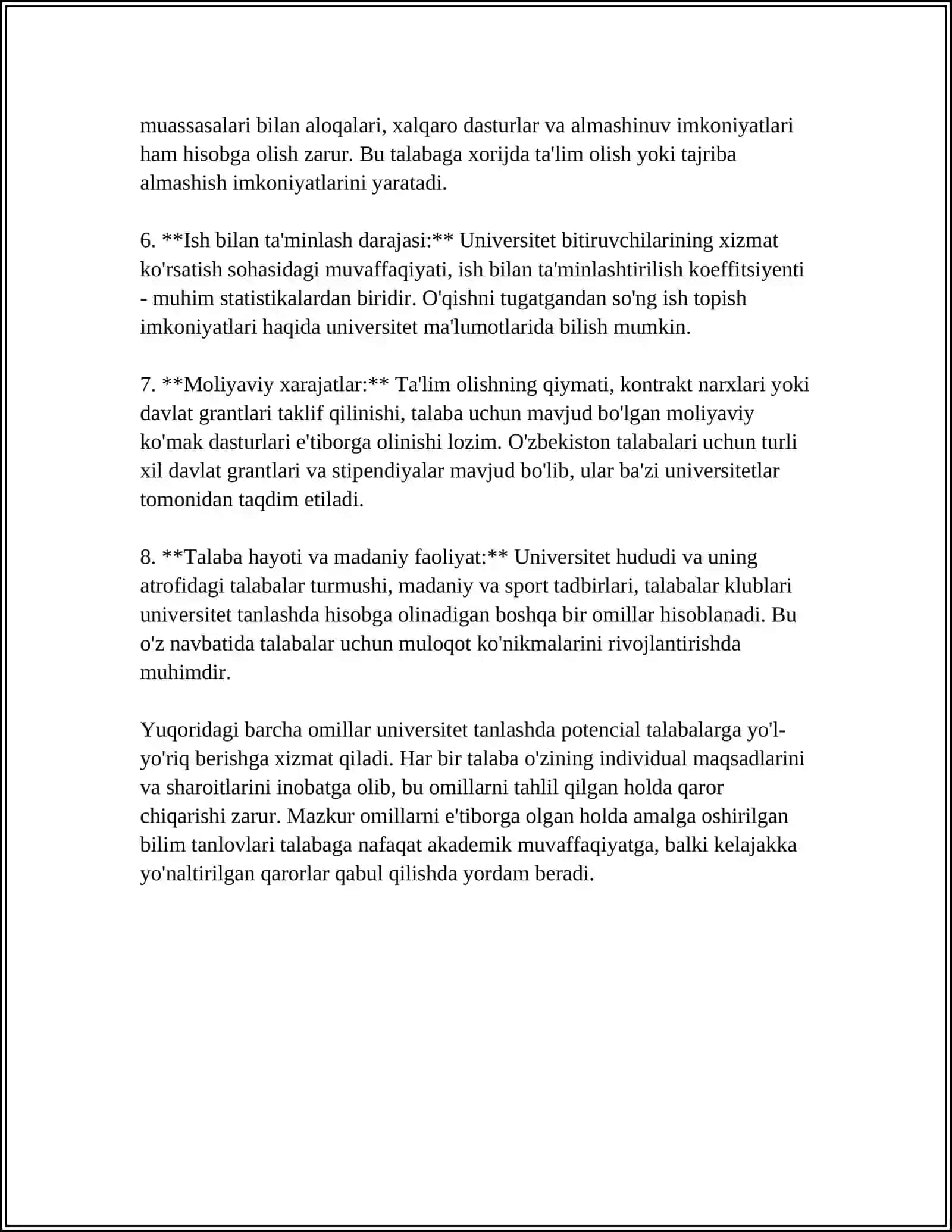 Universitet haqida tavsiyanoma (Mustaqil ish) 4