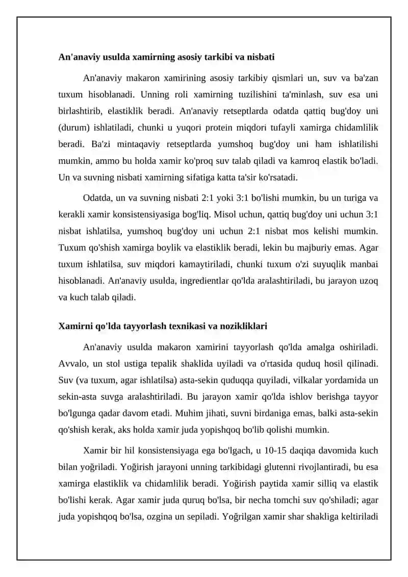 Makaron xamirini tayyorlash va preslashning ananaviy va yuqori haroratli rejimlari 4
