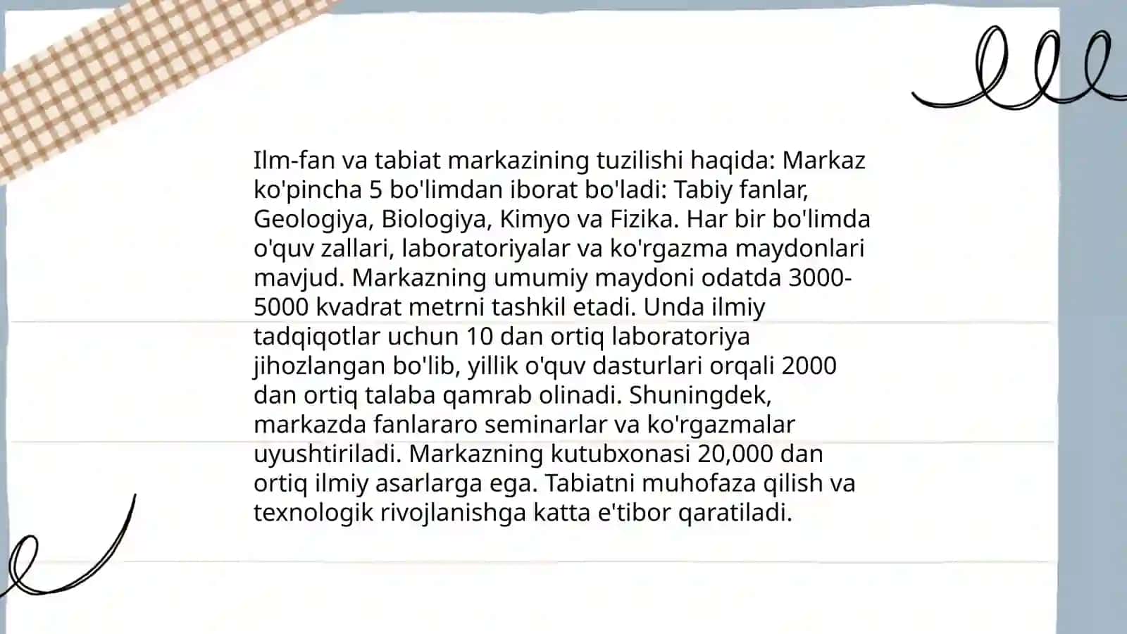 Ilm fan va tabiat markazi va unda faoliyatlarni tashkil etish 4
