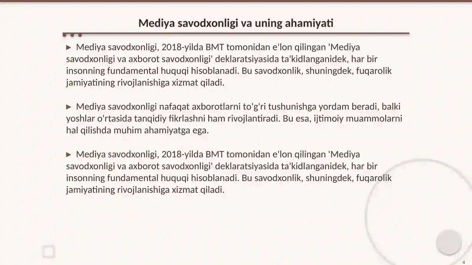 Bólajak óqtuvchilarda mediya va axborot savodxonlik madaniyatini shakillantirish 4