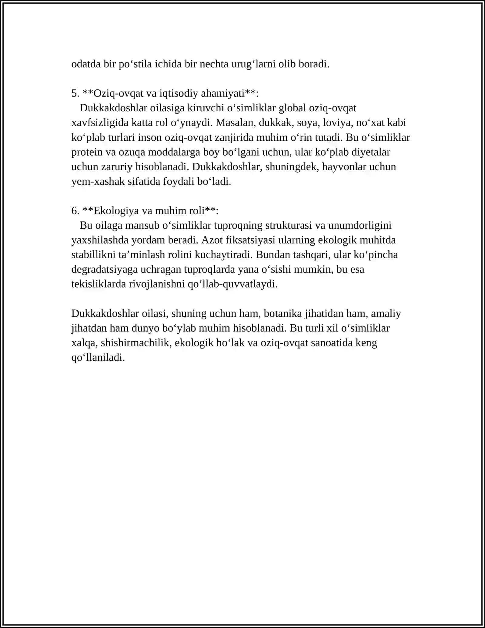 DUKKAKDOSHLAR OILASIGA MANSUB KAM TARQALGAN SABZAVOT EKINLARINING BOTANIK OILASI, KELIB CHIQISHI VA YETISHTIRISH TEXNOLOGIYASI 4