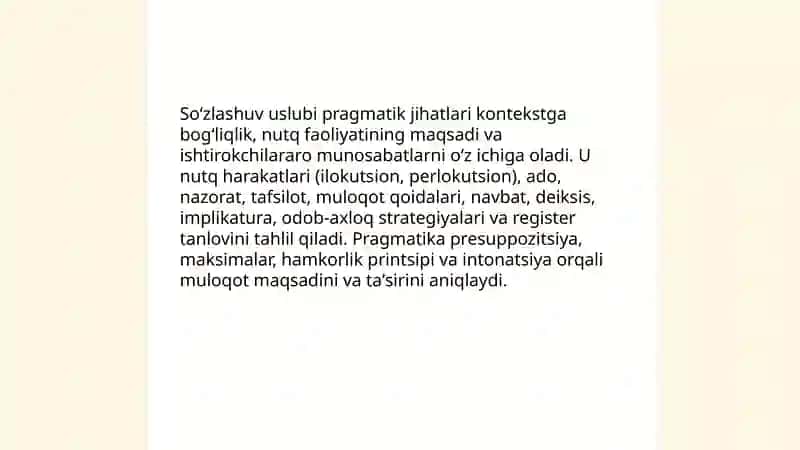 Adabiy nutq,soʻzlashuv uslubi, badiiy uslub publitsistik uslub. 4