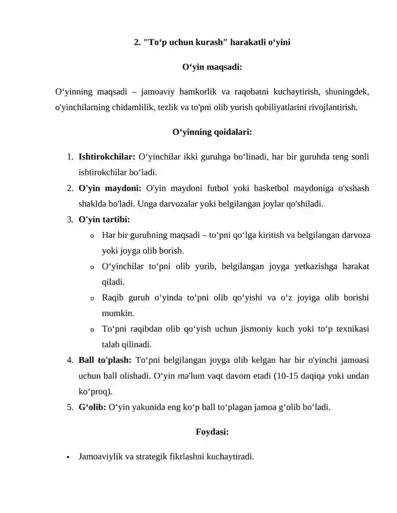 Basketbol elementlarini rivojlantiruvchi harakatli o‘yinlarni tashkil qilish va o‘tkazish 4
