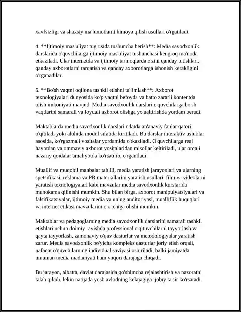 MEDIA SAVODXONLIKNI QANDAY OSHIRISH MUMKIN? 4