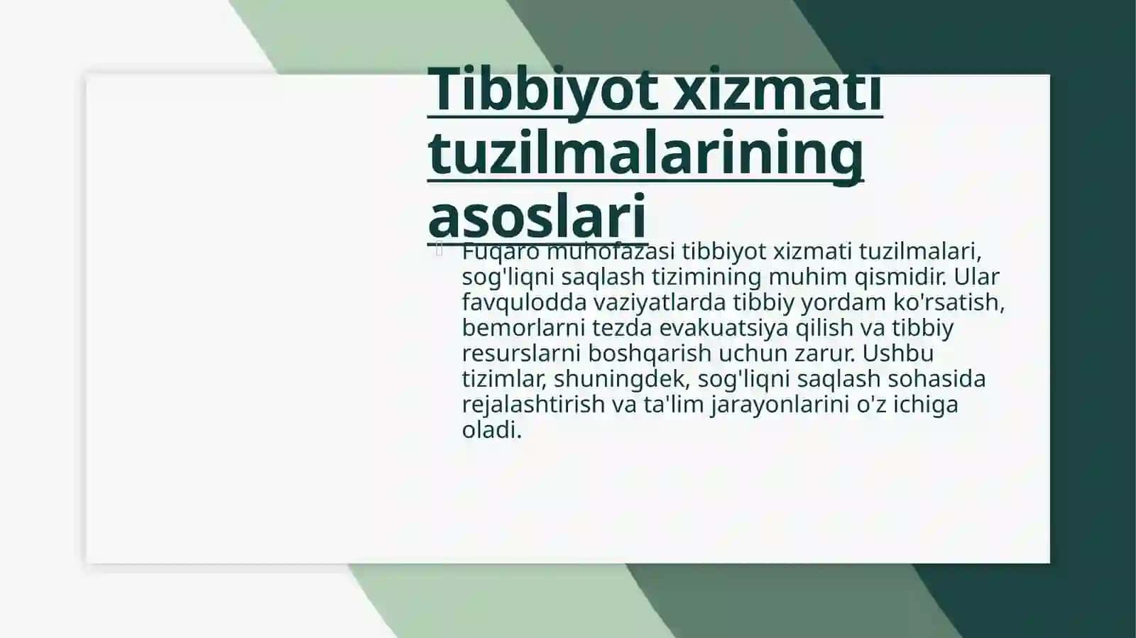 Fuqaro muhofazasi tibbiyot xizmati tuzulmalari, vazifasi, tashkiliy tamoyillar 4