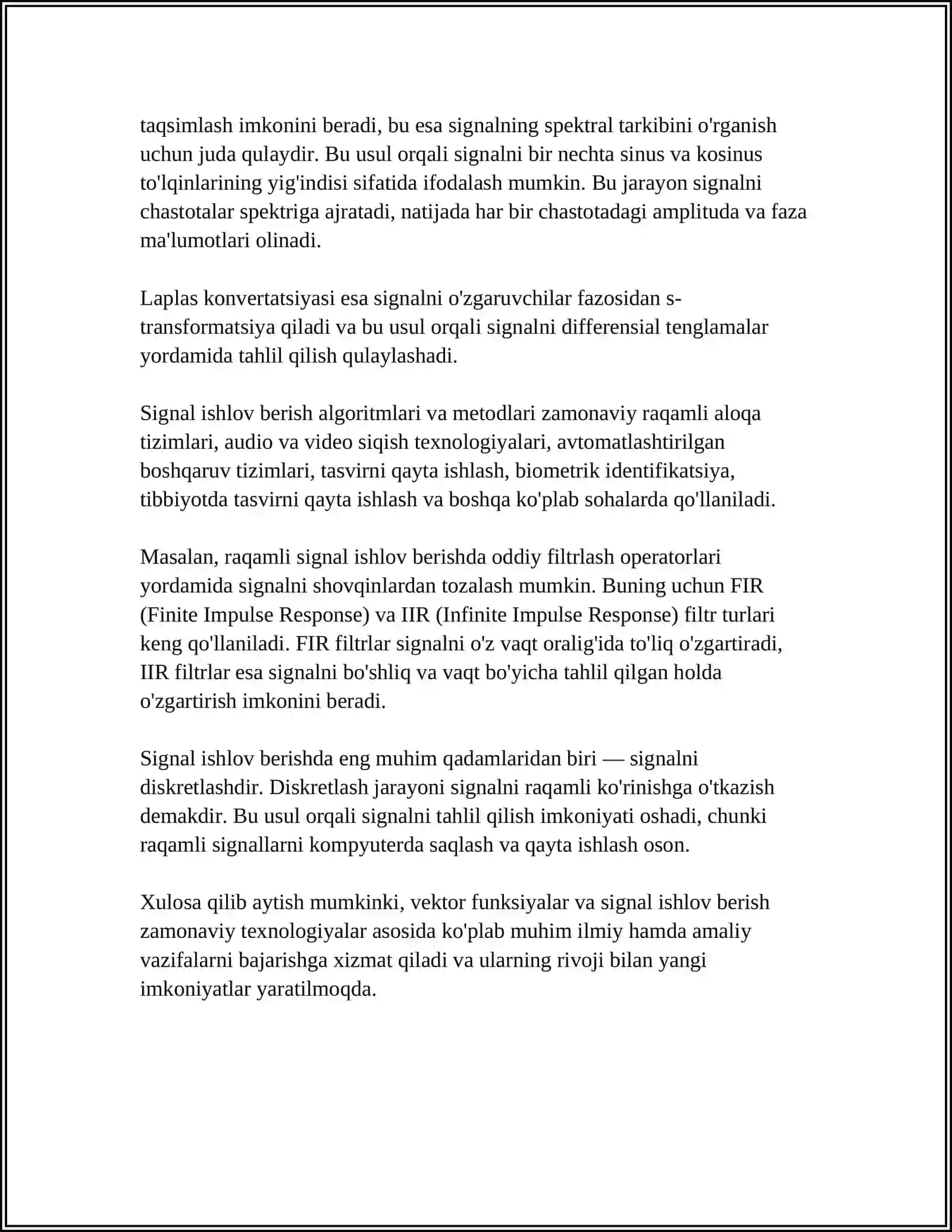 VEKTOR FUNKSIYALARNING TELEKOMMUNIKATSIYA SOHASIDAGI TATBIQLARI 4