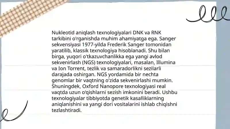 Genom nukleotid ketma ketligini aniqlashning ikkinchi avlodi 4