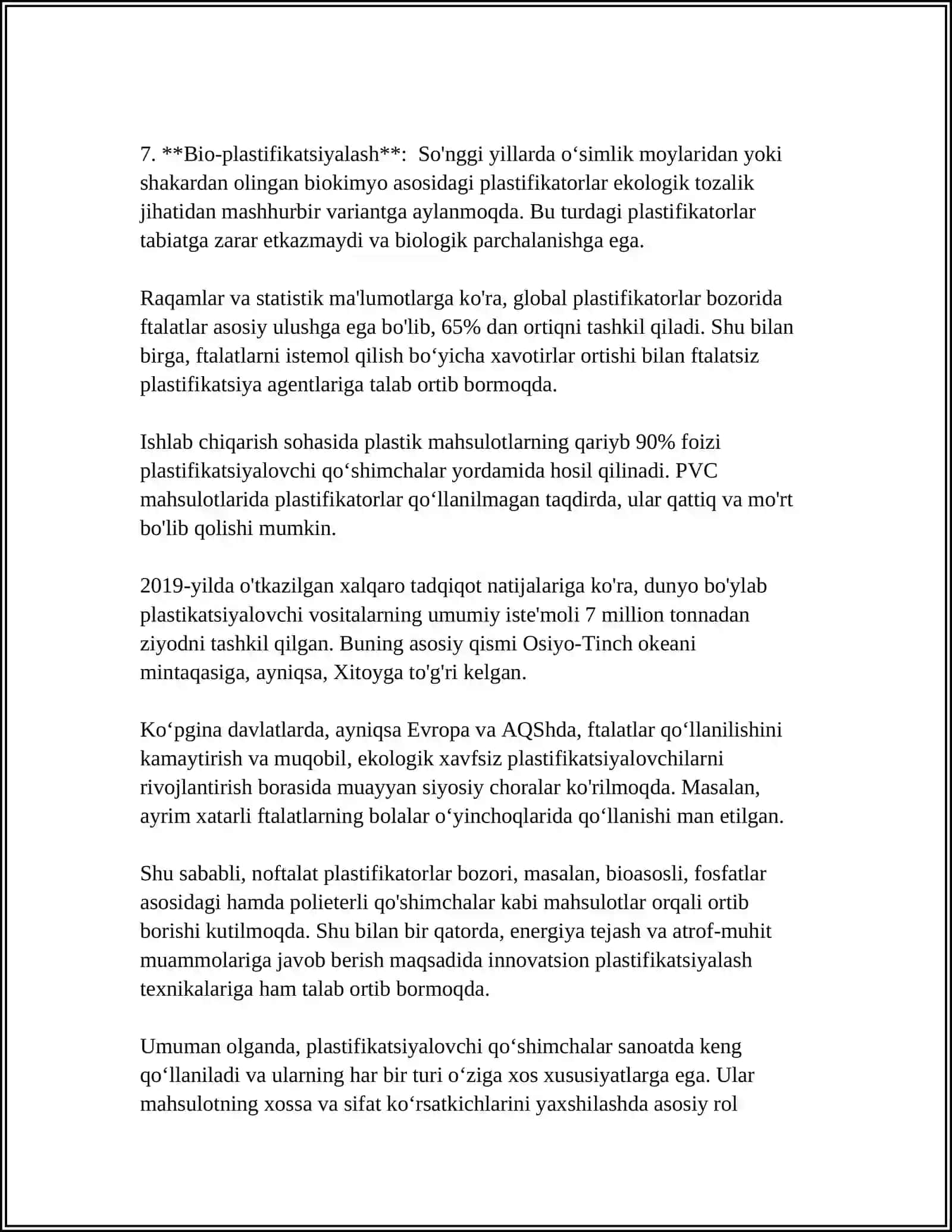 SEMENTOBETON OLISH UCHUN PLASTIFIKATSIYALOVCHI QO' SHIMCHALAR 4