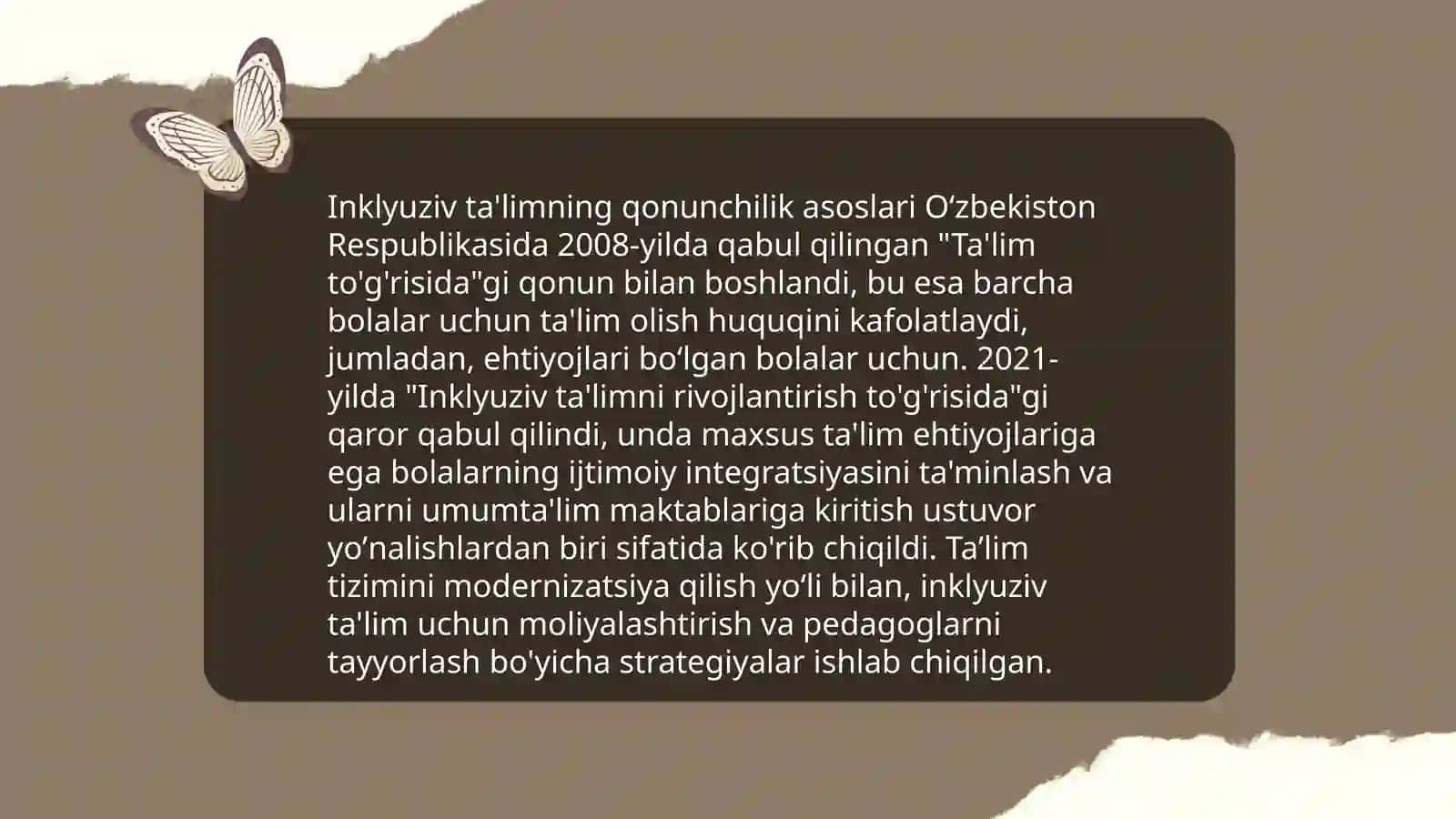 Òzbekistonda imkoniyati cheklangan bolalar uchun inklyuziv ta'lim 4
