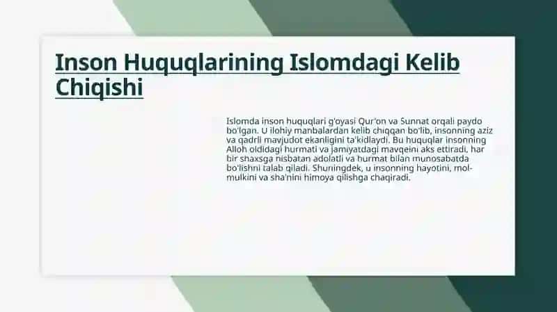 Islomda inson huquqlari himoyasi ,ijtimoiy tenglik,adolat va tolerantlik 4