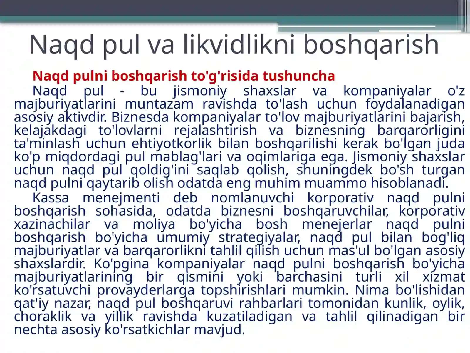 Naqd pul va likvidlikni boshqarish 4
