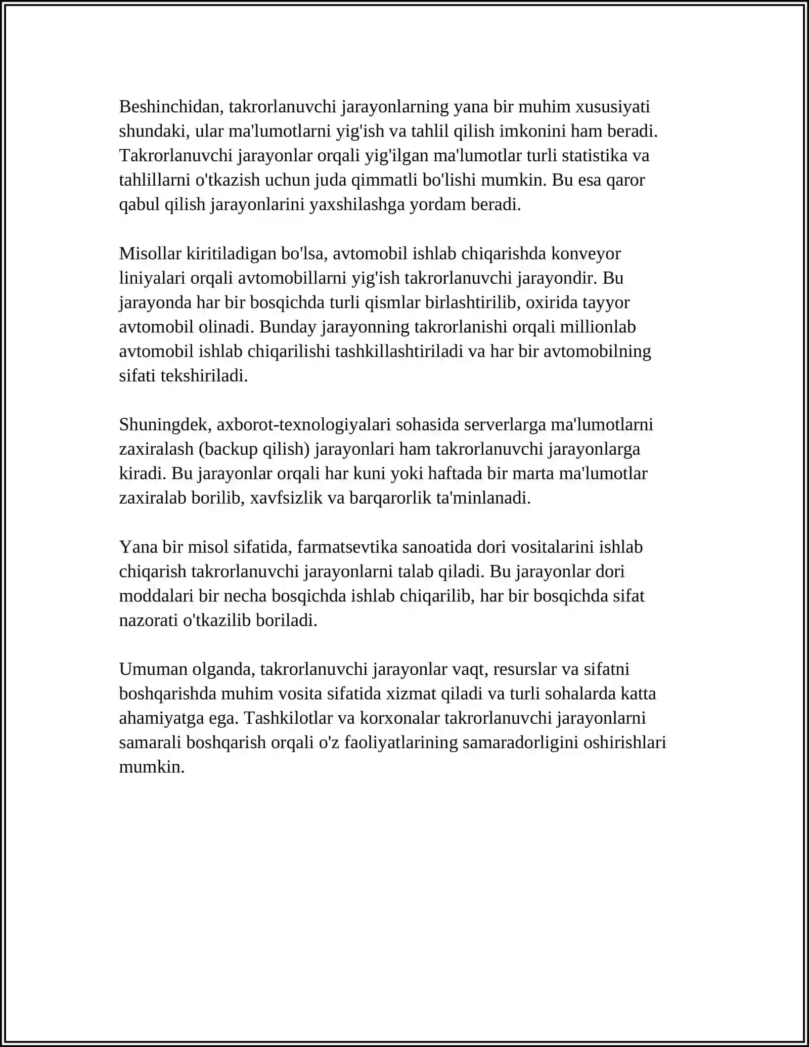 ICHMA ICH JOYLASHGAN TAKRORLANUVCHI JARAYONLARNI TASHKIL ETISH 4