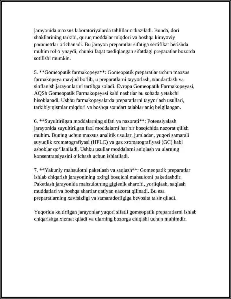 GOMEOPATIK PREPARATLARNI STANDARTLASH VA SIFATINI TEKSHIRISH 4